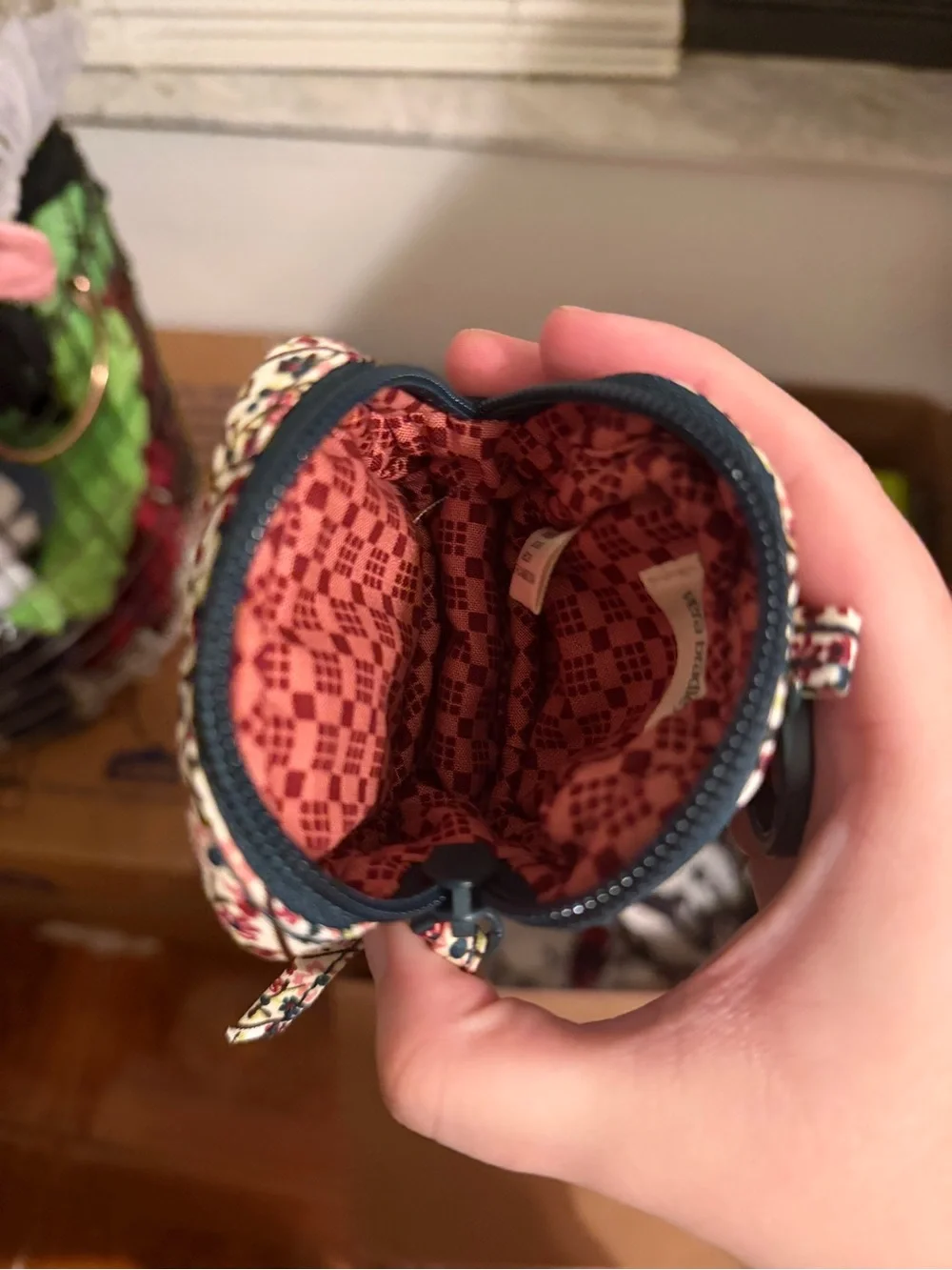 Vera Bradley Navy Floral Quilted Wristlet Coin Purse - Picture 3 of 3